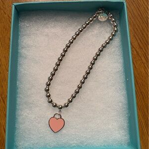 Return to Tiffany - Pink Mini Heart Bead Bracelet in Silver